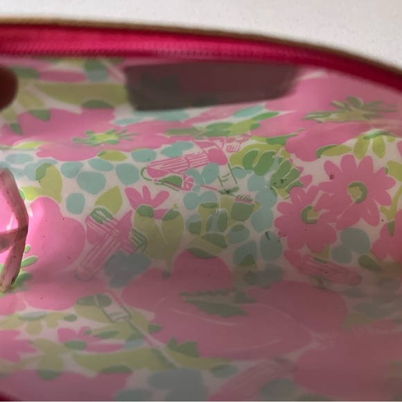 Lilly Pulitzer for Estée Lauder PVC pink and blue floral makeup - travel bag - Picture 4 of 6